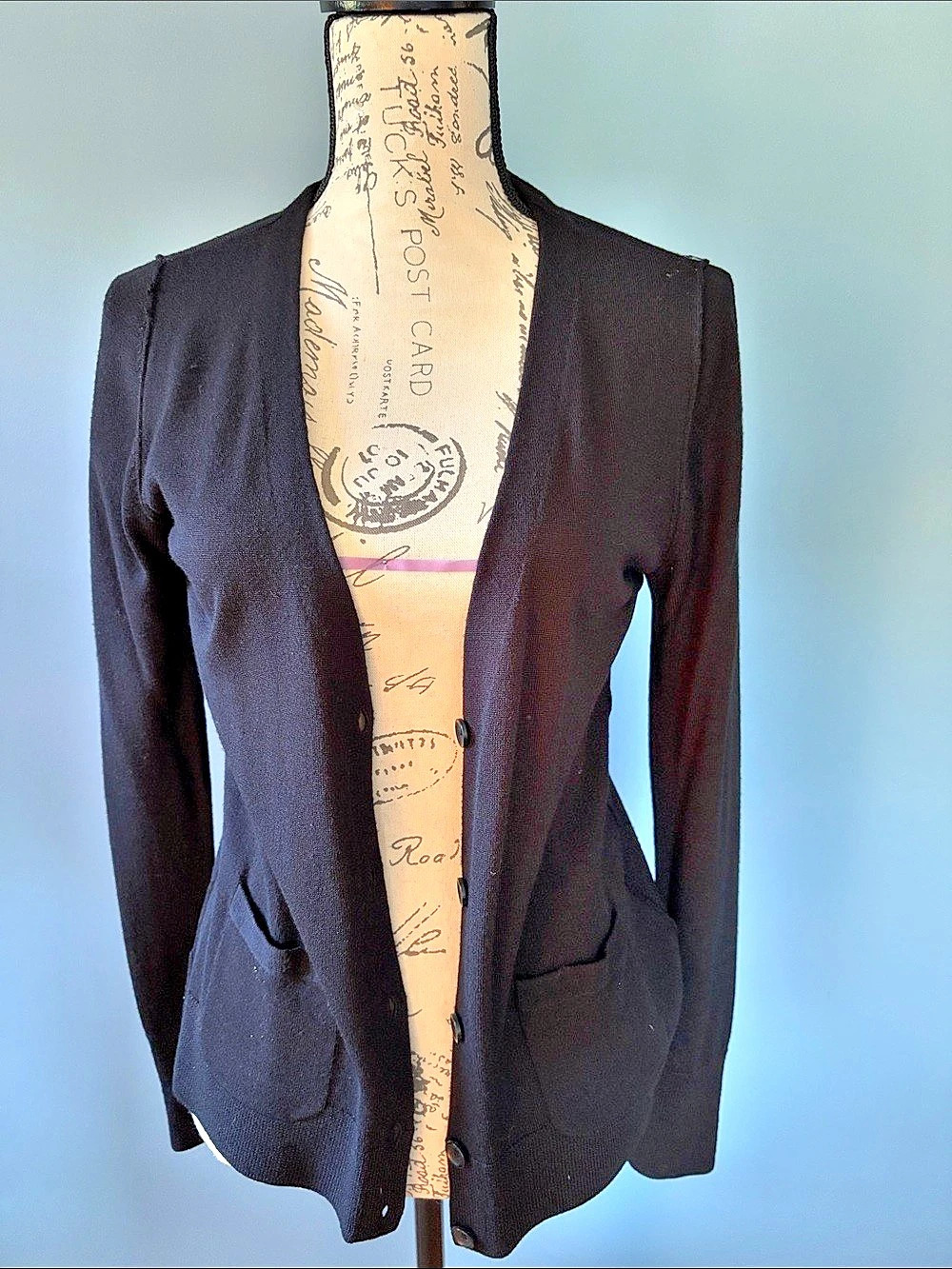 Halogen Merino Wool Cardigan in Black Size Medium
